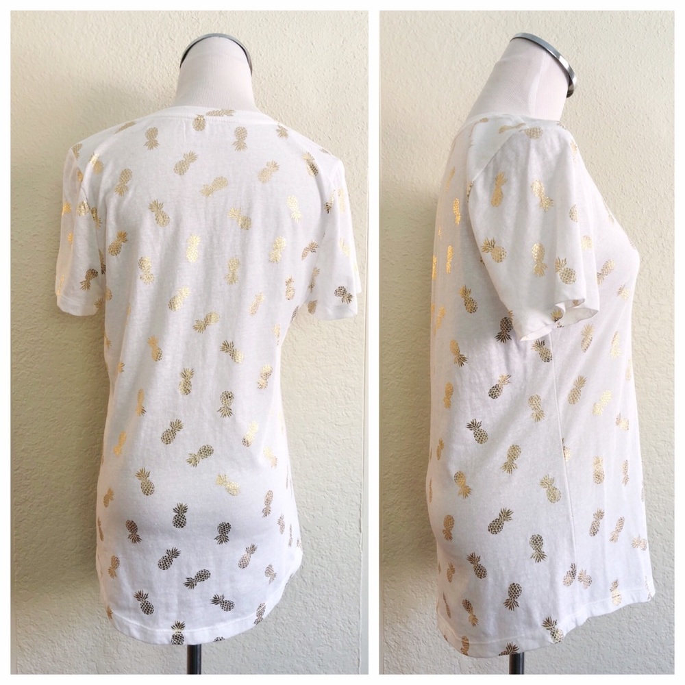 White and Gold Pineapple T-shirt - Picture 2 of 5
